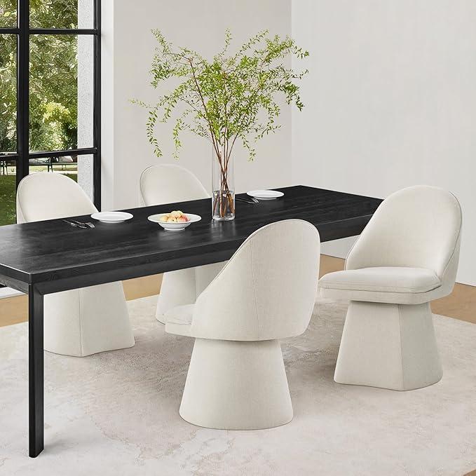 Swivel Dining Chairs Modern Desk Chair Upholstered Linen Fabric Side Chair for Kitchen Dining Room Bedroom,Linen,4 Box