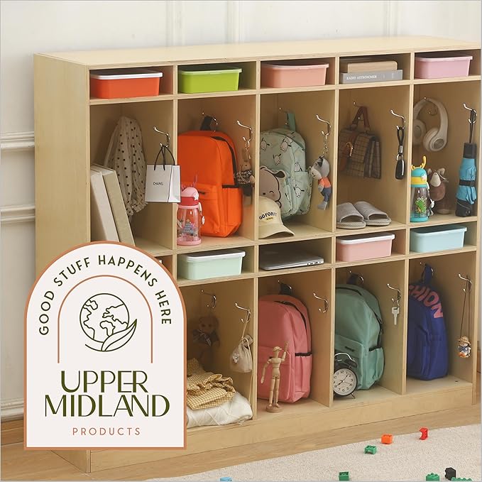 10 Section Cubbies for Classroom - Wooden Storage Lockers for Playschool and Daycare - Perfect for Coats, Backpacks, Knapsacks, Lunchboxes, and Storage Bins