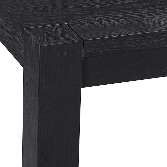 NTC Block 55 Inch Modern Farmhouse Dining Table, Rectangular Dinner Table for Dining Room, Living Room Furniture, Effortless Assembly, Burnt Black