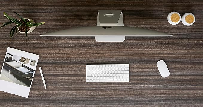 Kaboon Universal Tabletop 45.67"x23.62", Solid One-Piece Melamine Table Top, Double Desk L-Desk Floating Desk DIY, Home and Office,Eucalyptus/Dark Walnut