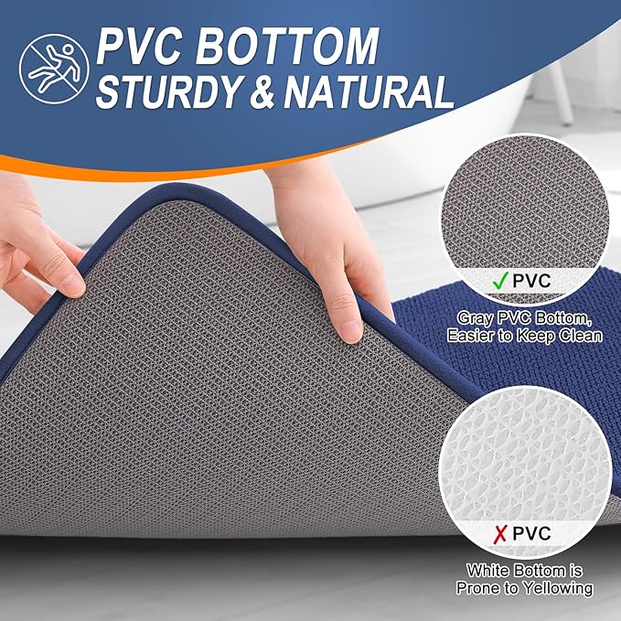 OLANLY Thick Memory Foam Bath Mat Rug 24x16, Extra Soft Absorbent Bathroom Rug, Quick Dry Bath Mats, Non-Slip, Machine Washable Carpet, Tub and Shower, Home Decor Accessories, Twilight Sapphire
