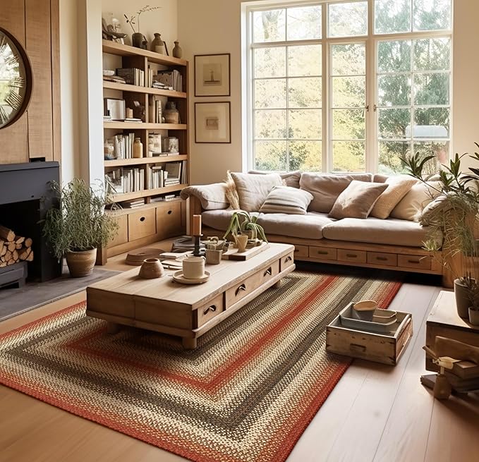 Homespice Chester Braided Area Rug 5x8' Perfect Country Living Room Décor