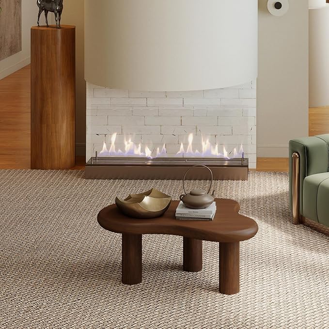HollyHOME Cloud Coffee Table, Unique Design Accent Table for Living Room and Bedroom, Stylish and Functional Furniture Piece-Durable and Easy to Clean, Free Shape with 3 Legs, 33.9in, Dark Walnut