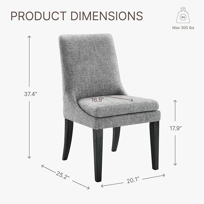 Upholstered Dining Chairs Modern Sidechair Performance Fabric High Back Armlesschair for Diningroom Kitchen,Dark Grey,Set of 2(1 Box)