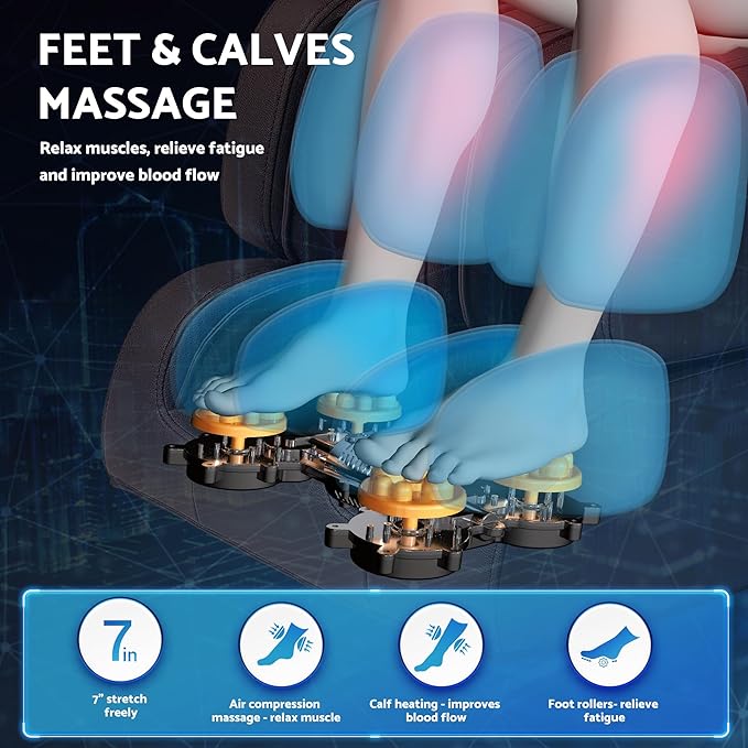 Massage Chair, Zero Gravity Full Body Massage Chair, Shiatsu Recliner with 14 Massage Points, Lumbar & Calf Heating, 20 Auto Modes, Spacious Massage Area, Bluetooth Speaker, Touch Screen Controller