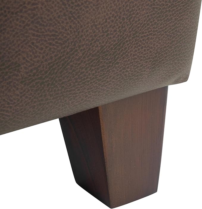 HomePop Home Decor |K2380-E910 | Luxury Large Faux Leather Square Storage Ottoman | Ottoman with Storage for Living Room & Bedroom, Brown Faux Leather