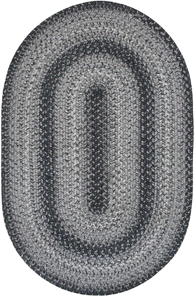 Flint Hill Grey Oval Braided Rug, 2x3' - Handmade with Jute, Warm Primitive Decor, Perfect for Bathrooms and Entryways - Reversible and Easy to Clean