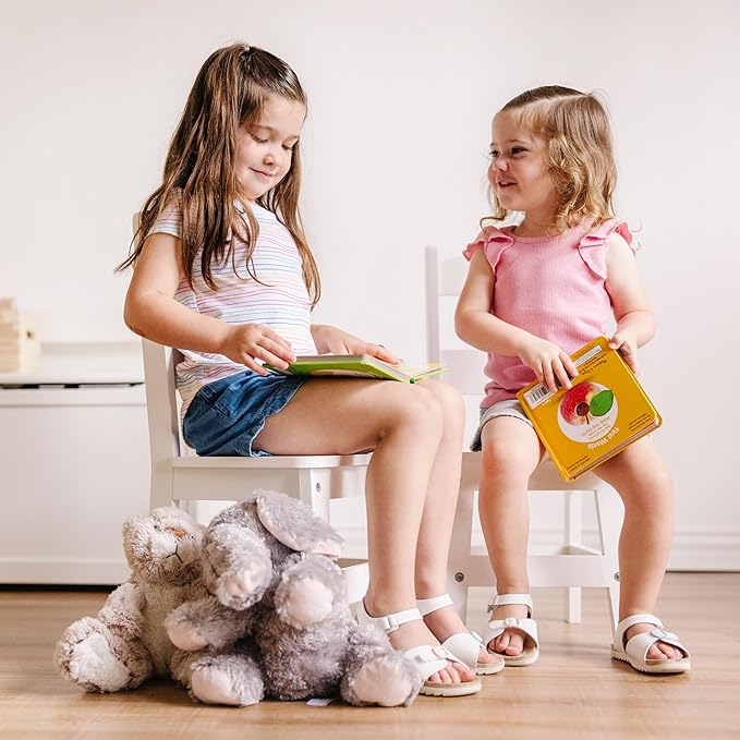 Melissa & Doug Wooden Chairs, Set of 2 - White Furniture for Playroom