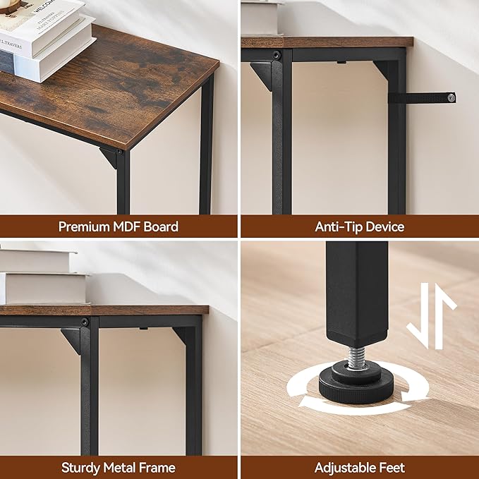 Console Table, Narrow Entryway Table, Thin Sofa Table, Behind Couch Table,for Hallway, Bedroom, Living Room, Foyer, 11.8 x 39.4 x 31.5 Inches, Rustic Brown