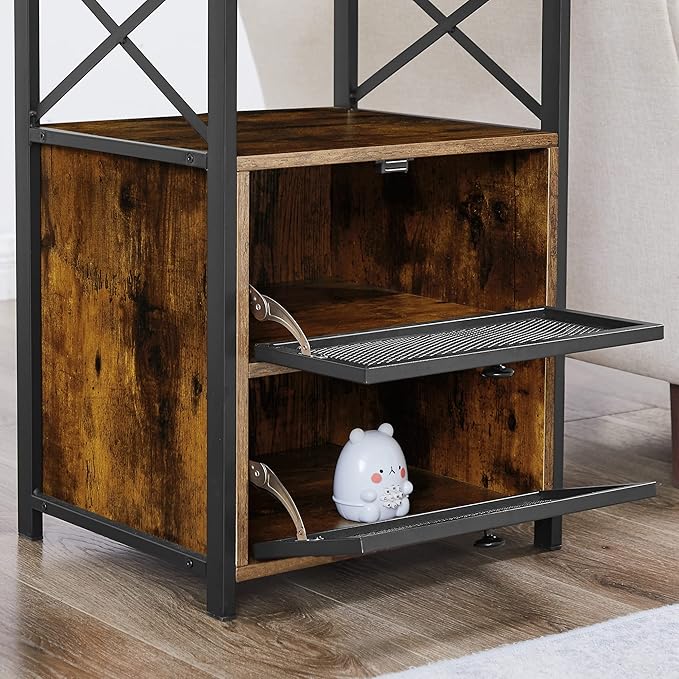 VECELO Modern Night Stand, End Side Table with Storage Space and Door, Nightstands with Flip Drawers for Living Room,Bedroom,Lounge,Set of 2, Brown