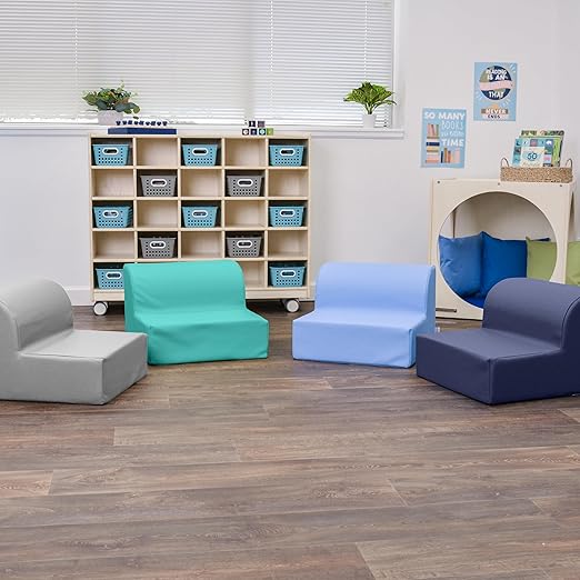 Children's Factory Library Loungers, Flexible Seating Classroom Furniture, Comfy Kids Chairs, Tranquility, Set of 4
