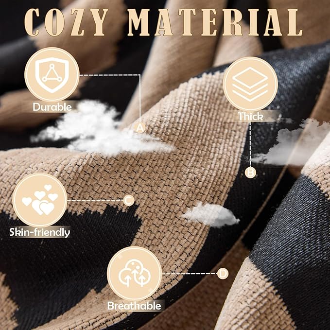 HANDONTIME Boho Geometric Couch Covers for Sofa Pet Friendly Taupe and Black Sofa Covers Washable Chenille Couch Blanket Cover for 3 4 Cushion Couches Pet Protector Furniture Cover Soft, 71" X 134"