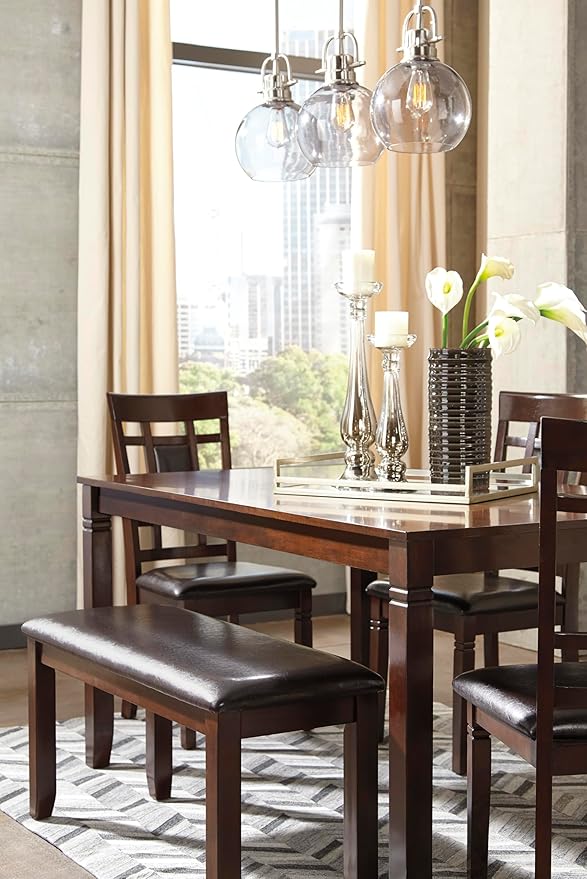 Signature Design by Ashley Bennox Dining Room Set, Includes Table, 4 18" Chairs & Bench, Brown