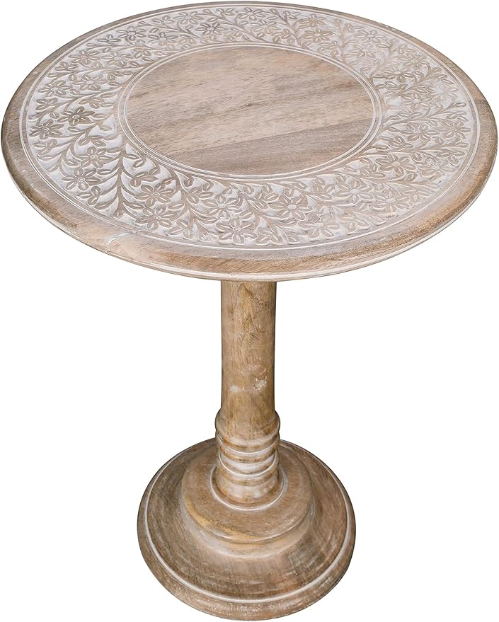 End Tables for Living Room, Wooden End Table, Small Side Table, Nightstand, Bedside Table, Entry Table for Magazines, Books & Plants – 18x22 White Wash