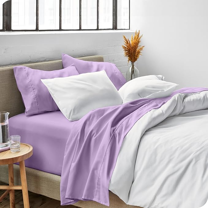 Bare Home Queen Sheet Set - Luxury 1800 Ultra-Soft Microfiber - Double Brushed - Deep Pockets - Easy Fit - 4 Piece Set - Bedding Sheets & Pillowcases (Queen, Lavender)
