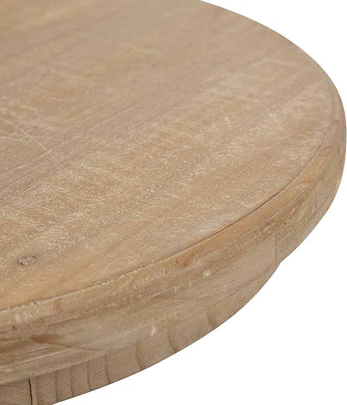 Kate and Laurel Linsley Farmhouse Side Table, 16 Inch Diameter, Rustic Brown and White, Decorative End Table with Rustic Style for Vintage Decor