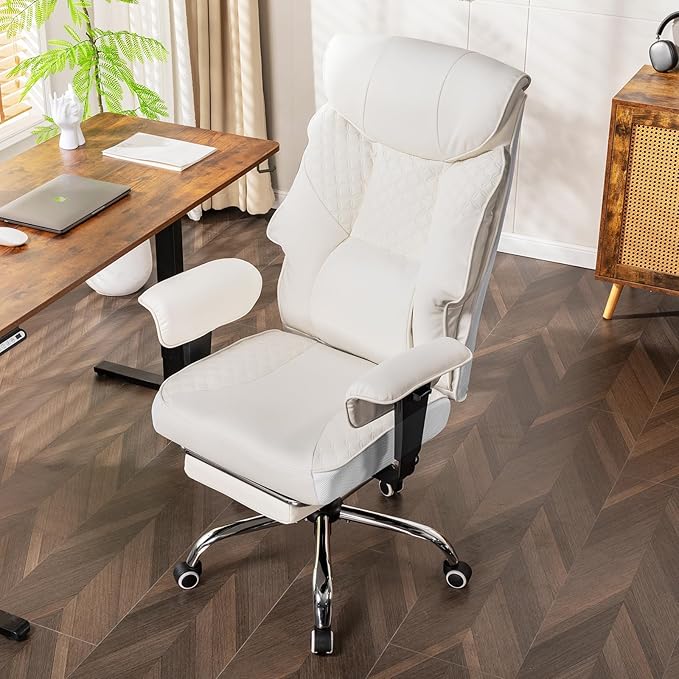 GTRACING Big and Tall Office Chair 400LBS Wide Ergonomic Gaming Chair with Deluxe Embossing Designed Leather with Foot Rest,150°Reclining Adjustable Soft Armrests Pocket Spring Back Support and Pillow