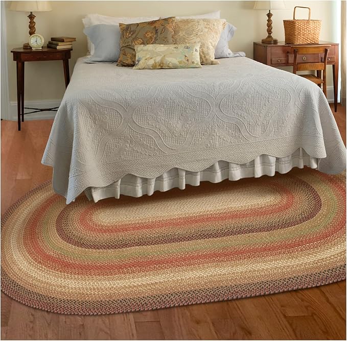 Homespice Gingerbread Jute Brown Braided Rugs 5x8' Oval for Living Room, Bedroom Rug and Dining Room. Pet Friendly. Decor Styles- Farmhouse Rug, Rustic, Vintage, Cottage, Primitive, Country, Boho Rug