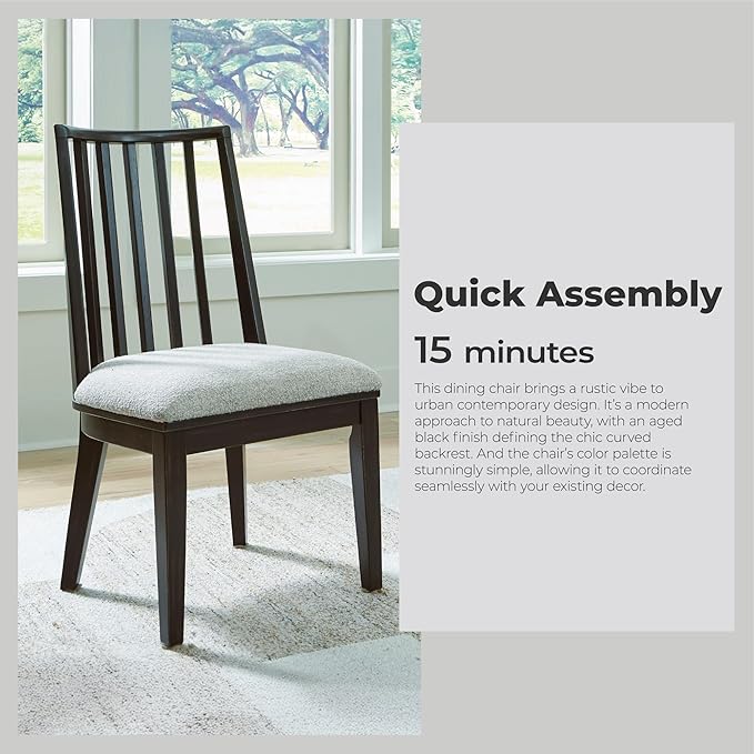 Signature Design by Ashley Galliden Urban Upholstered Armless Dining Chair, Set of 2, Black & Light Gray
