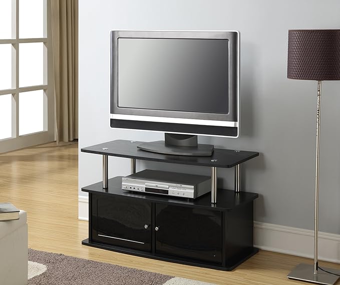 Convenience Concepts Designs2Go TV Stand with 2 Cabinets, Black