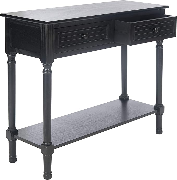 SAFAVIEH Home Collection Tate Black 2-Drawer Bottom Shelf Console Table CNS5720B