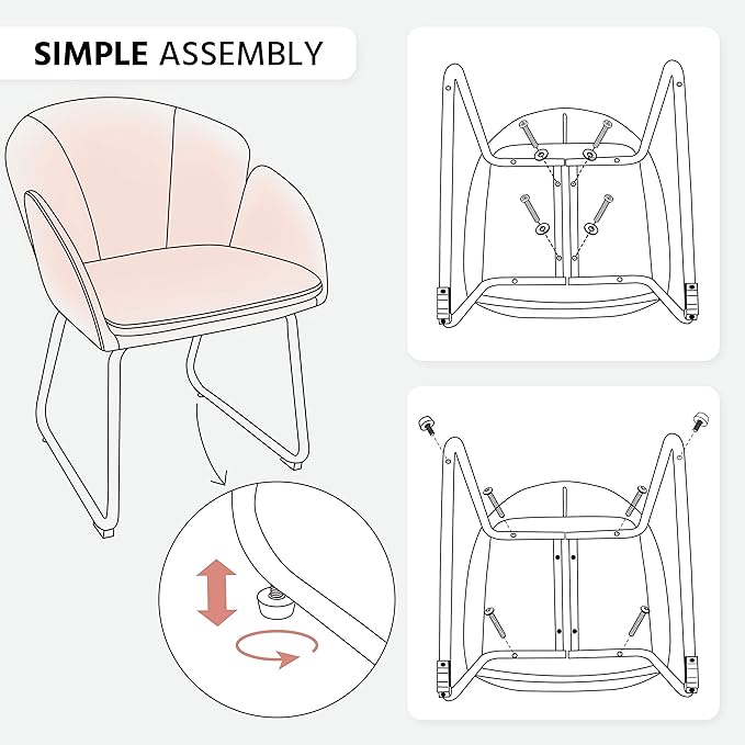 Yaheetech Flower Shape Velvet Vanity Chair, Modern Side Armchair Makeup Chair no Wheels with Golden Metal Legs for Living Room/Dressing Room/Bedroom/Home Office/Kitchen, Pink