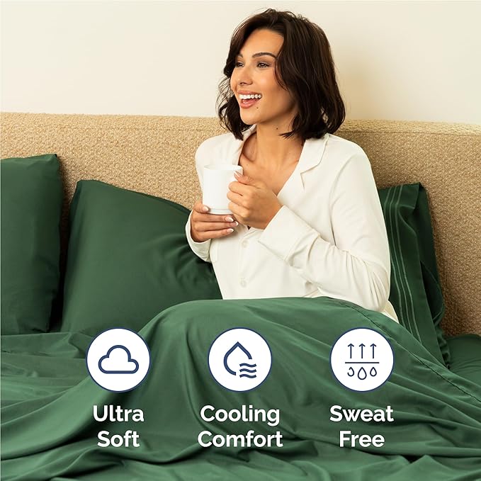 Twin XL Size 3 Piece Sheet Set - Comfy Breathable & Cooling Bed Sheets Set - Hotel Luxury Bedding for Women, Men, Kids, Teens, Boys & Girls - Deep Pockets and Wrinkle Free - Oeko-Tex - Emerald Green