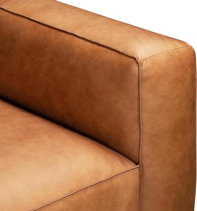 POLY & BARK Piazza Reversible Corner Sectional 125" Sofa in Bourbon Tan