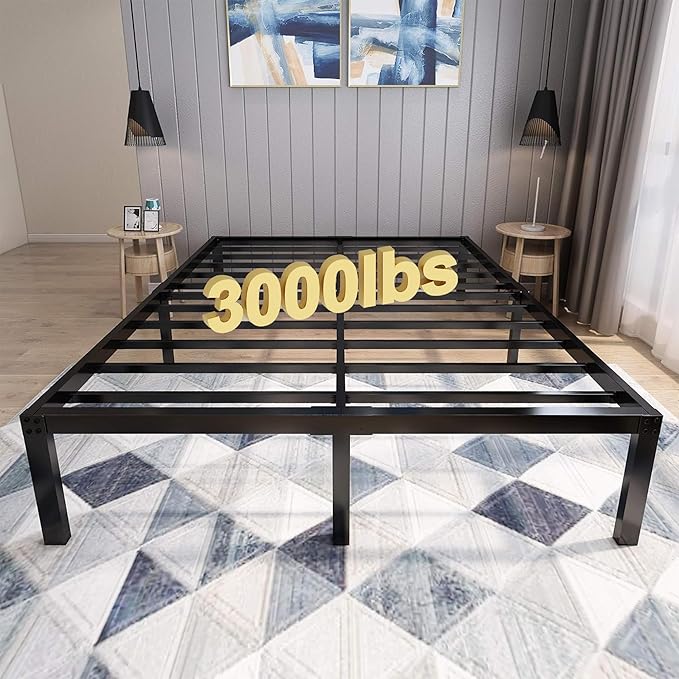 45MinST 18 Inch Platform Bed Frame/Easy Assembly Mattress Foundation / 3000lbs Heavy Duty Steel Slat/Noise Free/No Box Spring Needed,Cal King