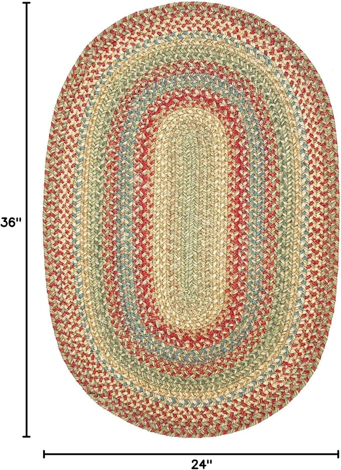 Azalea Multi Color Oval Braided Rug, Jute, 2x3' - Perfect Country Primitive Decor for Entryway, Kitchen, Everywhere