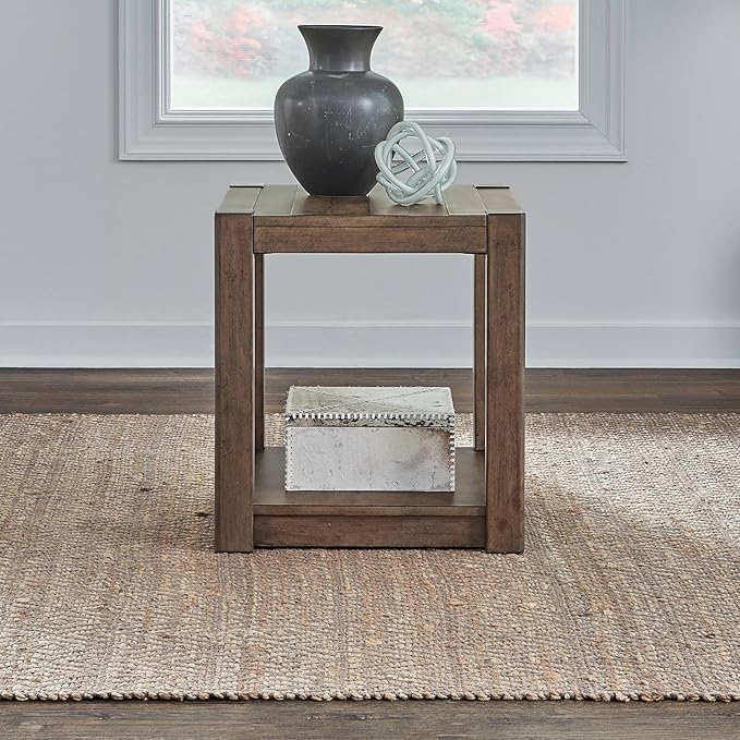Liberty Furniture Broadmore Living Room Square Chairside Table - Cobblestone Brown
