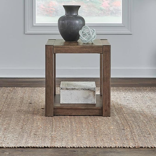Liberty Furniture Broadmore Living Room Square Chairside Table - Cobblestone Brown
