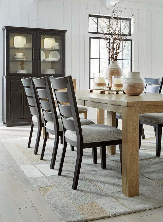 Signature Design by Ashley Galliden Urban Armless Upholstered Dining Chair, Set of 2, Black & Light Gray