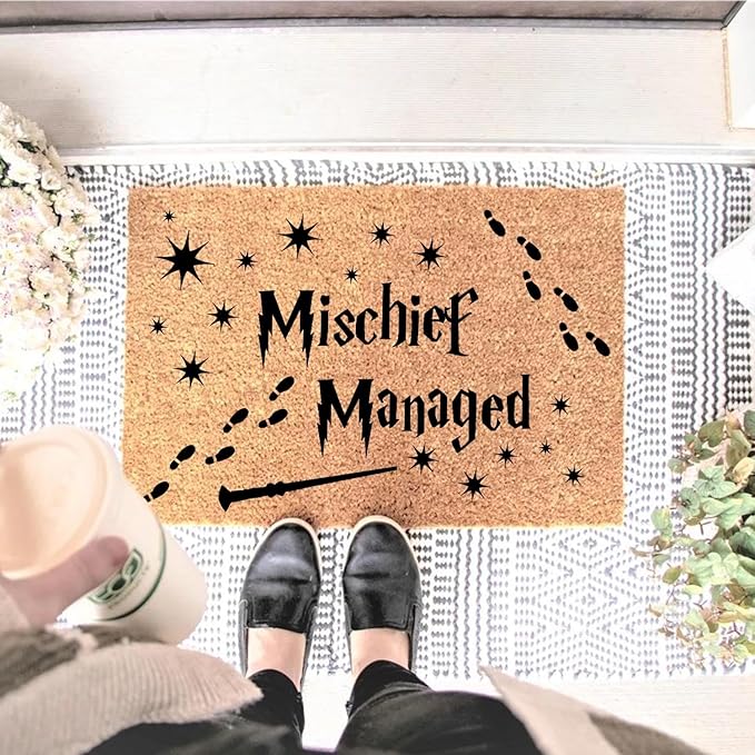 Funny Coir Doormat Magical Fantasy Front Door Mat Entryway Indoor and Outdoor Mat with Heavy Duty Front Porch Decor Welcome Mats for Entrance Way Decor Natural Coconut Thick Brown Mat 23.7x15.7 inch