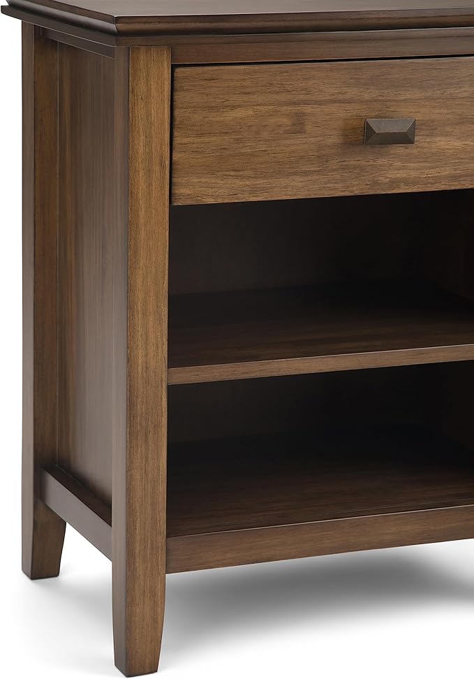 SIMPLIHOME Artisan SOLID WOOD 24 inch Wide Transitional Bedside Nightstand Table in Rustic Natural Aged Brown for the Living Room and Bedroom