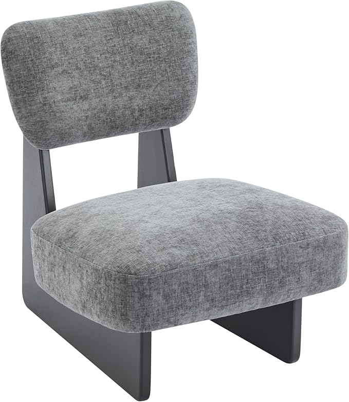 Christopher Knight Home Mores Low Profile Accent Chair Set of 2, Modern Living Room Armless Lounge Chair, Fabric Comfy Reading Chair for Bedroom, Wooden Frame and Thick Padded Seat,Black+Charcoal Gray