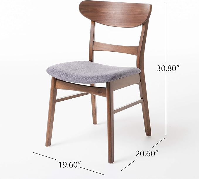 Christopher Knight Home Idalia Curved Leg Rectangular Dining Set, 5-Pcs Set, Natural Walnut / Dark Grey