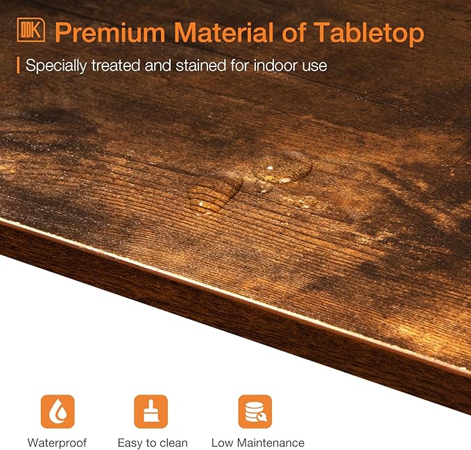 ODK 55 Inch Bar Table, Bar Height Pub Table, Counter Height Bar Table, Rectangular High Top Kitchen & Dining Counter Tables with Sturdy Legs & Easy-to-Clean Top, Indoor use, Rustic Brown