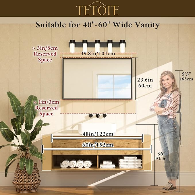 TETOTE Brushed Nickel Bathroom Mirror for Over Sink 40" x 24" Brushed Nickel Beveled Framed Rectangle Vanity Mirror for Bathroom, Bedroom, Entryway, Living Room, Tempered Glass, Stronger Frame