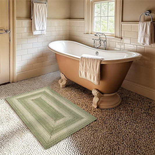 Grassland Sage Green Rug 20x30 – Jute Braided Rugs Country Style for Kitchen and Entryway