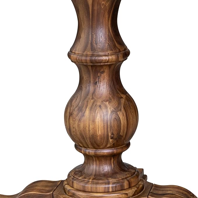 F55-0N-TP - Mid Century Modern Dining Table with Acacia Wood Round Tabletop, Antique Walnut Finish