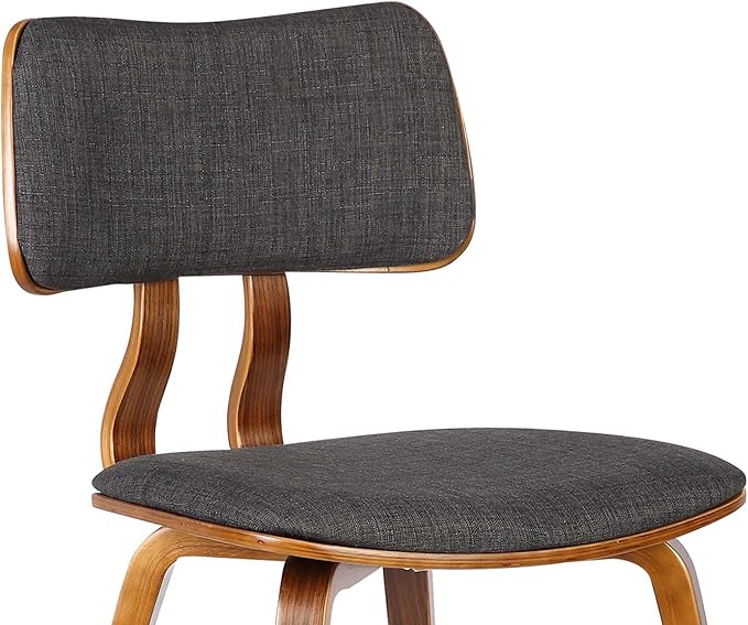 Armen Living Jaguar Mid-Century Dining Chair in Walnut Wood and Charcoal Fabric - Set of 4