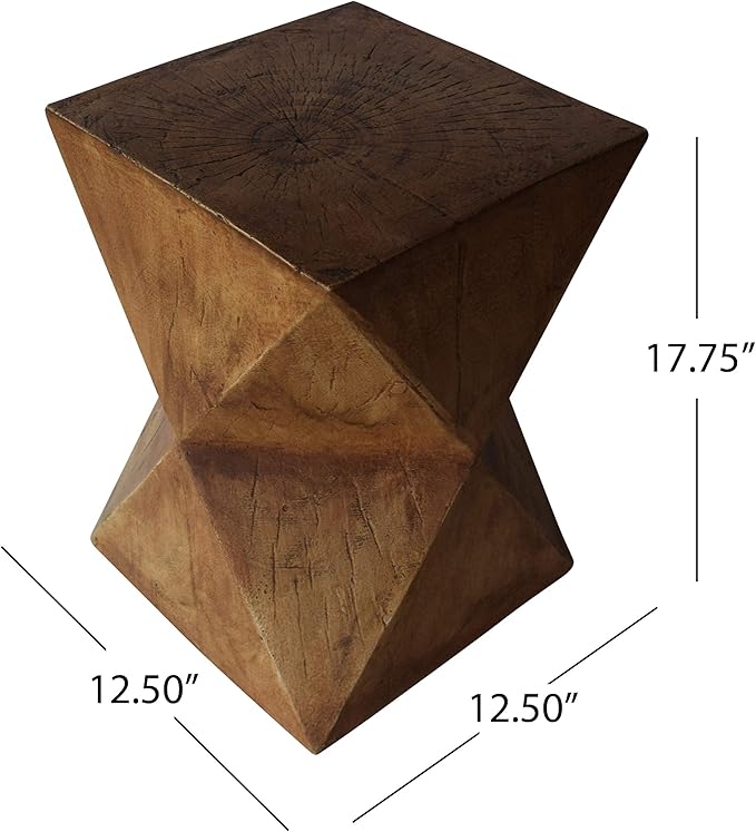 Christopher Knight Home Manuel Light-Weight Concrete Accent Table, Natural, 12.5D x 12.5W x 17.75H in