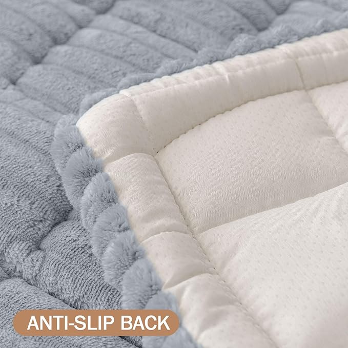 Smiry Couch Cover for Dogs Washable, Non Slip Fuzzy Pet Couch Covers for 3 Cushion Sofa Pet Friendly, Thick Soft Sofa Slipcovers Cushion Protector (Grey, 27.6" x 82.7")