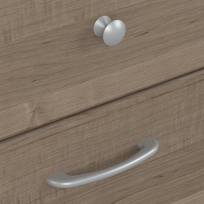 Bush Furniture Cabot L Shaped Computer Desk in Ash Gray | Corner Table with Drawers for Home Office