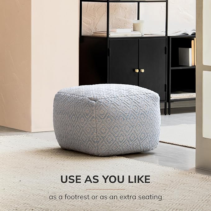 Anji Mountain 22"x22"x16" Handmade & Handcrafted Ottoman Pouf Comfortable Pouf Ottoman Foot Rest & Home Décor Accent for Living Room, Bedroom, Nursery, Kids Room, Patio