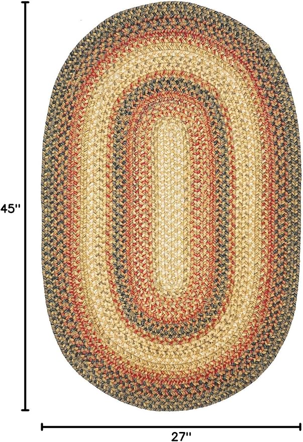 Russet Multi Color Jute Braided Oval Rugs, 27x45 - Warm Country Decor, Perfect for Laundry Rooms, Kitchens and Entryways - Reversible and Easy to Clean