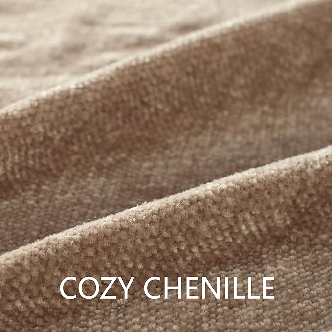 Chenille Throw Blanket for Couch 50"X 60", Soft Cozy Throws with Fringe Tassel for Bed Sofa Chair Cover, Lightweight Knitted Decorative Boho Blankets for Living Room, Taupe