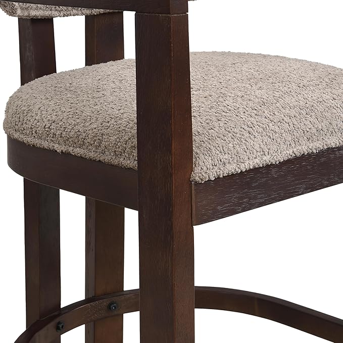 Christopher Knight Home Set of 2 Ryland Modern 26" Counter Height Bar Stools, Fabric Upholstered Counter Stools,Wooden Kitchen Island Armchair with Footrest, Round Backrest, Soft Seating, Espresso