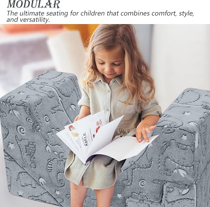 MeMoreCool Foam Climbing Toddler Couch, Modular Kids Sofa with Slide & Stair, Convertible Baby Couch for Playroom, Sectional Furniture for Crawling, Climbing, and Kids’ Play